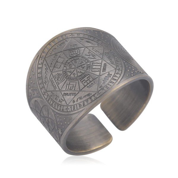 Amaxer Seven Archangels Ring for Men Stainless Steel The Seal