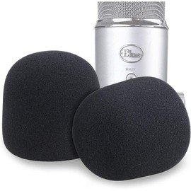 Windscreen Pop Filter Mic Cover Fits Blue Yeti and Other Large Size Condenser Microphones, Blue Yeti Foam Cover 2 Pack by SUNMON