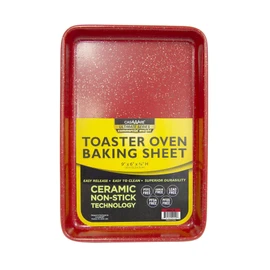 casaWare 9.75 x 6.62 x 0.75-Inch (Exterior) Toaster Oven Ultimate Series Commercial Weight Ceramic Non-Stick Coating Baking Pan (Red Granite)
