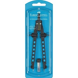 Faber-Castell 174335 quick adjustment compass, Factory Neon blue