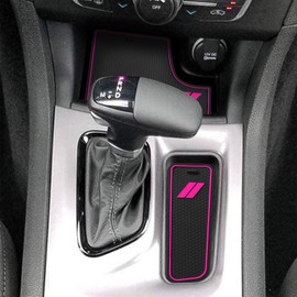 SENSHINE Anti Dust Cup Holder Insert for Dodge Charger Accessories 2015-2021 2022 2023 2024 Non-Slip Center Console Shifter Liner Trim Premium Custom Interior 6Pcs Set (Pink Trim)