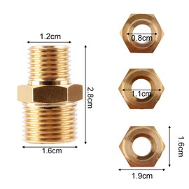 Gosknor 2pcs Brass Hex Nipples, 3/8 Inch NPT Male x 1/4 Inch NPT Male Pipe Fitting Connector High Pressure Pipe Adapter for Water, Gas, Oil Pipes Accessories