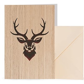 myZirbe Wooden Card Birthday Card for Hunter, Forester, Deer, Voucher, Invitation to Hunting, Gifts for Men for Hunting Test, Hunting Licence, Wood Type: Oak