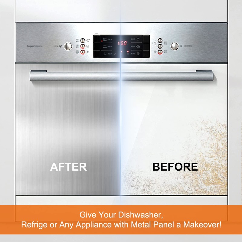 Silver Brushed Stainless Steel Dishwasher Magnet Cover - Decorative Kitchen