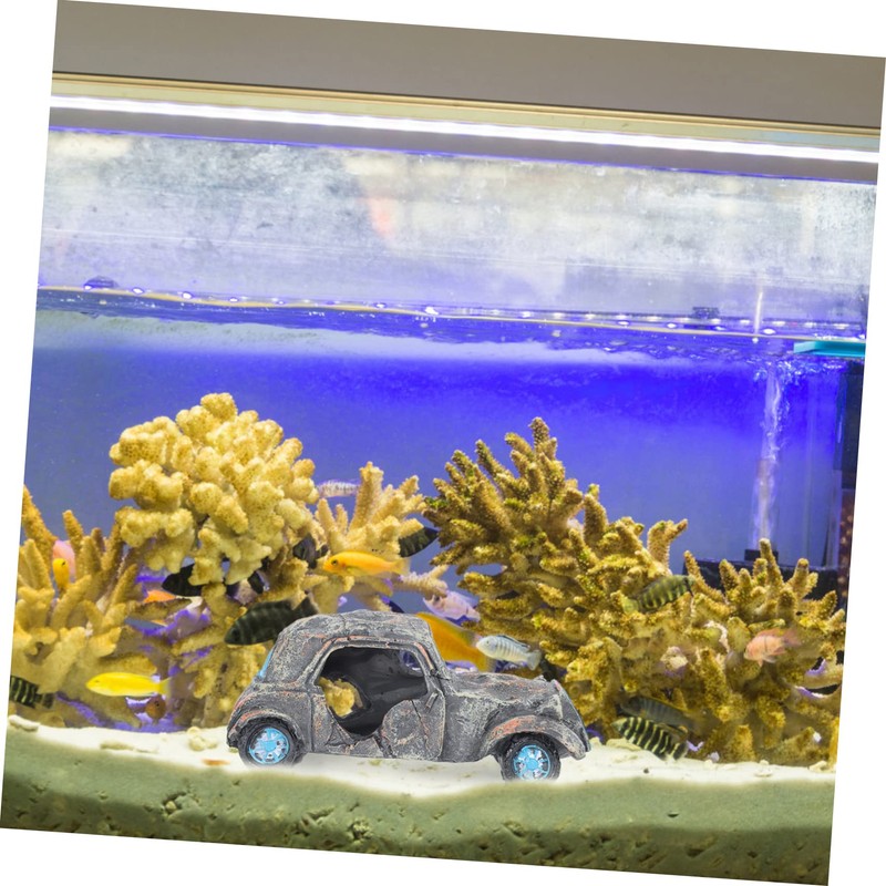 SUPVOX Aquarium Car Wreck Decoration Creative Resin Fish Tank Ornament