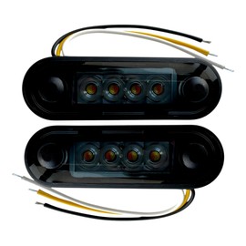 MelTruck® 2 x LED Marker Light Flat and Round Rubber Base for Truck Car Trailers (Dark White/Yellow)