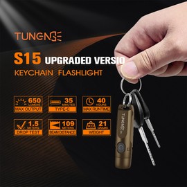 S15 Rechargeable Keychain Flashlight & Magnet,650 Lm EDC Pocket Light