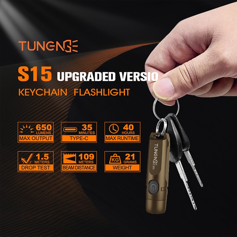 S15 Rechargeable Keychain Flashlight & Magnet,650 Lm EDC Pocket Light