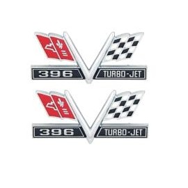 1967 Camaro / 1966-67 Chevelle 396 V-Flag Fender Emblem Pair (W-411)