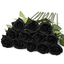 IPOPU - 12 rosas artificiales para decoración de fiesta, rosas falsas, flores de seda, rosas sintéticas, pétalos florales para el hogar, boda, fiesta, tienda, jardín, decoración de novia, bricolaje
