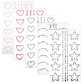 Self Adhesive Star Face Stickers for Women, Star Face Gems Pearl Jewels Stickers Facial Gems Rave for Faces, Nail, Makeup, Body, Crafts, Festival Decal Decor