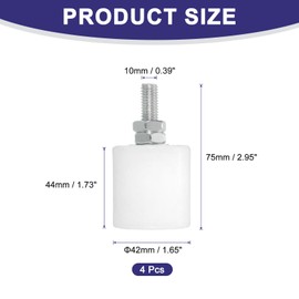 sourcing map 4Pcs Slide Gate Guide Roller, 1.7" Nylon Rollers Gate Support Assembly, Universal Door Pulley Wheels for Sliding Rolling Gate, Electric Door, White