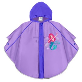 PERLETTI Meerjungfrau Regen Poncho Kleine Mädchen - Little Mermaid Regenjacke Wasserdicht Transparent Rosa Kindergarten 3 4 5 6 Jahre - Regenmantel Mantel Umhang Reflektierend (Meerjungfrau Blau)