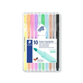 STAEDTLER 362 CSB10 Triplus Textsurfer Highlighter, 1-4mm Line Width - Assorted Pastel Colours (Pack of 10)