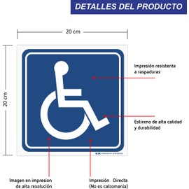 EDR Letrero señalamiento indicativo personas con capacidades diferentes, Acrílico, 20 cm x 20 cm, Accesibilidad
