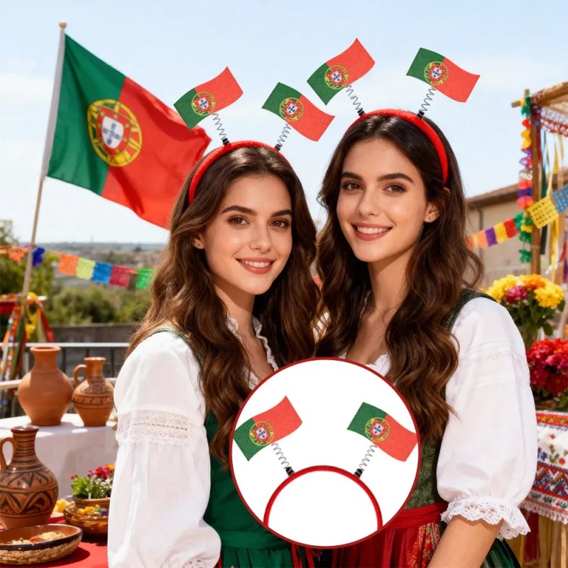 Diadema Mexico Bandera Resorte 2 Pzs Mundial Futbol
