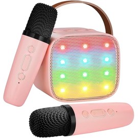 Karaoke Maschine Kinder mit 2 Mikrofonen, Spielzeug für 3-12 Jahre alte Mädchen Geschenke, Mini Kinder Karaoke Mikrofon Maschine Spielzeug, Geschenke für 5 6 7 8 9 10 11 Jahre Teens Mädchen