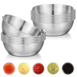 Tolare 12 Pack Stainless Steel Sauce Dishes, 3.2 Inch Small Metal Bowl, Round Individual Ingredient Bowls, Mini Stainless Steel Bowls, for Sushi Dipping, Appetizer, Soy Sauce, etc(Sliver)