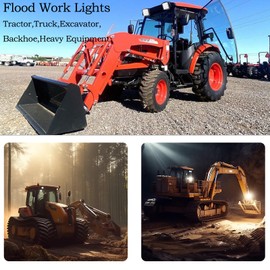 VEGITOR 4.3" 12V/24V LED Flood Work Lights 46W, Tractor Lights for Heavy Equipment, Excavator, Forklift, Loader and Mower, 5300LM Waterproof Square Work Light Pods, 4PCS