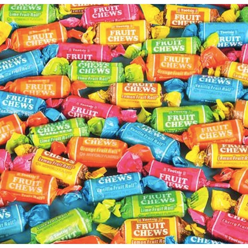 Tootsie Fruit Chews 5-Flavor Individually Wrapped Bulk Multicolored Taffy Candy