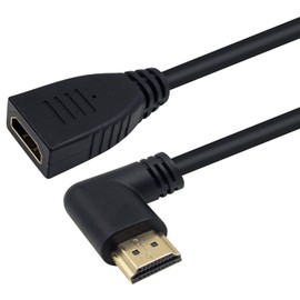 exuun Cable de extensión HDMI 2.0 90 grados, 2 pies/60 cm de oro ángulo izquierdo HDMI macho a hembra Cable de extensión de alta velocidad (60 Hz, 4 K 2 K (F/M Izquierda)