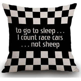 ZFENGYYUAN Throw Pillow Cover Car Cool Black White Formula Checkered Pattern Motorsport Decorative Cushion Cover PillowCase Home Decor Square 18 x 18 inch