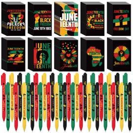 Resurhang 60 Sets Juneteenth Giveaways Notebook Ballpoint Pens Bulk Juneteenth Gift Notebooks Juneteenth Gift Set Journals forJuneteenth African American Festival Celebration Decoration