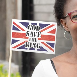 God Save The King Union Jack Stencil - King Charles III Coronation Craft Template (A6 Mini)