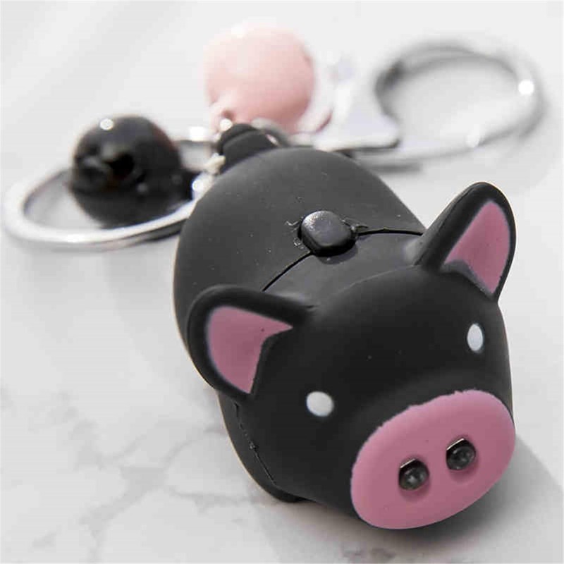 chaoqiu Cartoon Creative Cute Little Pig LED Vocalization Luminous Keychain