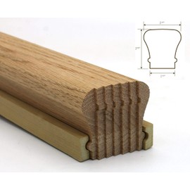 Bending Handrail, 6010 Series (2 1/4" Width x 2 3/8" Tall), Hardwood Red Oak Stair Handrail, 4 Feet Long, 68-B (7 Piece)