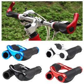 BlueSunshine The Comfiest Ergonomic Bicycle Handlebar Rubber Grips with Anti-Slip Contoured Design and Aluminum Alloy Inner Ring Clamps (Black)