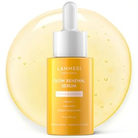 Lanmeri Suero de vitamina C para la cara: suero antienvejecimiento de vitamina C para líneas finas, arrugas y piel opaca con ácido hialurónico y ácido