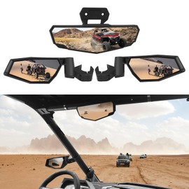 LitMiRaCle Rear View Center & Side Rearview Mirrors for Polaris RZR PRO XP/PRO XP4/PRO R/TURBO R 2020-2024, Adjustable Folding Side Mirrors Replace OEM, #2883763, 2883762, 3PCS