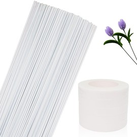 Floral Arrangement Kit, 16 Inch 150 Pcs Flower Stem Wire for Bouquets, Diameter 2mm, 5 Rolls 150 Yards Floral Tape for Flowers, White Floral Wire for Florist Supply, Wedding Decor, Christmas Wreath