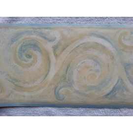 S A Maxwell Wallpaper Border 7" Swirl 7102-690 New Zealand Tan Blue