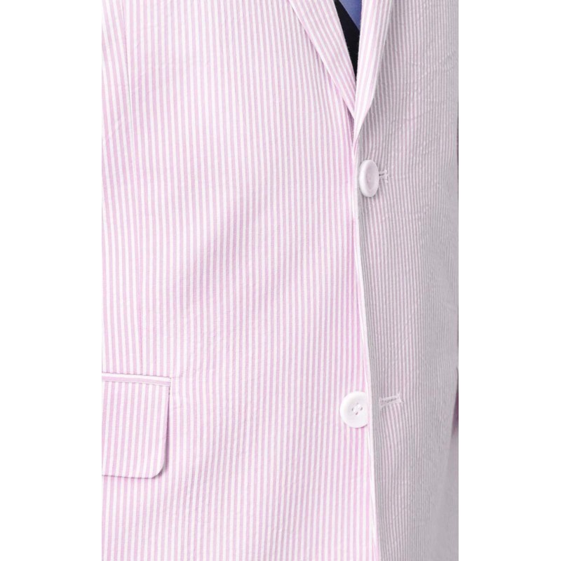 Emigre 50L Men's 100% Cotton Pink Striped Seersucker Suit