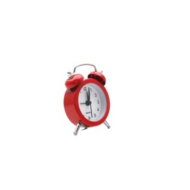 SHISI Mini alarm clock cute cartoon round portable metal clock family travel and exam alarm ticking (red)