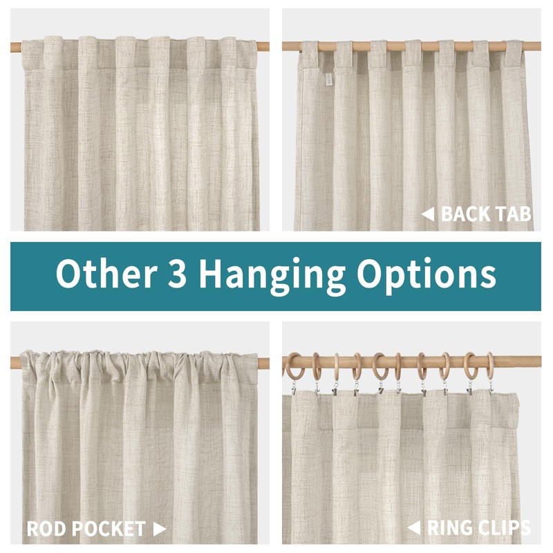 BGment Linen Curtains 36 Inch Length for Kitchen Cafe Window,