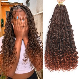 Paraglame 20 Inch Goddess Box Braids Crochet Hair 8 Packs 3X Boho Bohemian Crochet Box Braids With Curly Ends Crochet Braids Synthetic Braiding Hair Extension For Women(20Inch, T350)