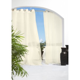 Outdoor décor Escape Water Repellent Sheer Outdoor Curtain, 54" X 96", Ivory