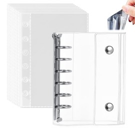 HOLEIMI Seal Notebook, Transparent, A7 Size, 20 Refills, 3 Layers, Removable, Girls, Sticker Binder, Sticker Notebook, Clear Binder, 6 Holes, Seal Storage, Pushing Goods, Seal Mat (Transparent)