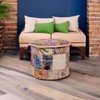 Stylo Culture Cotton Embroidered Patchwork Ottoman Pouf Cover Beige Floral