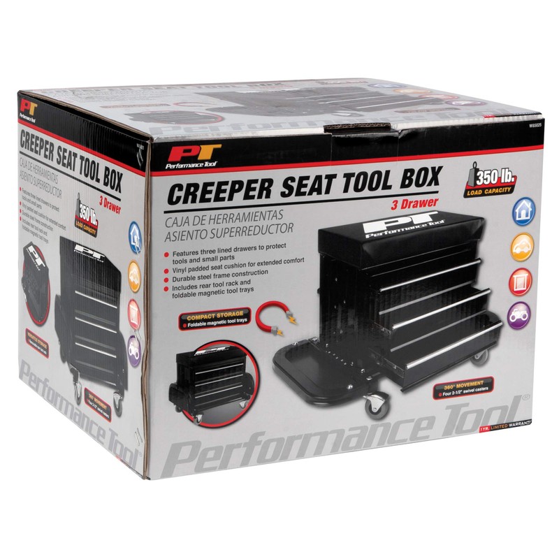 Performance Tool W85025 3-Drawer Rolling Tool Chest Seat With Magnetic
