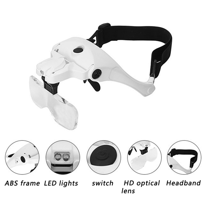 Head Magnifier LED USB Charging Jewelry Magnifying Glass for Painting