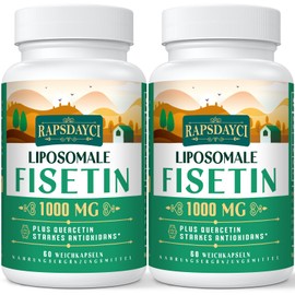 Liposomal Fisetin and Quercetin 1200 mg - 60 Soft Gel Capsules (1000 mg Fisetin, 200 mg Quercetin) - Improved Absorption - Powerful & 100% Natural (60 Pieces (Pack of 2)