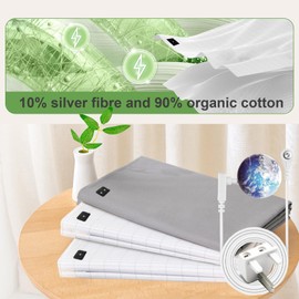 RIQINXIN Grounding Bed Sheet, Grounding Mat Earthing UK, Grounding Sheet with 10% Silver Fiber & 90% Organic Cotton, Natural Wellness and Healthy Earth Energy Mat (150×200cm) White