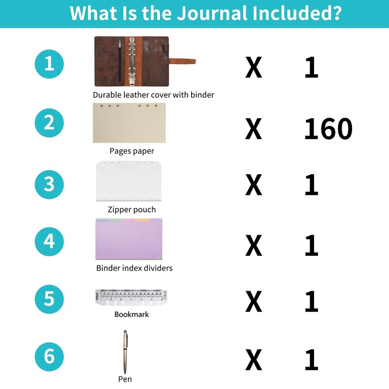 Wonderpool A6 Leather Ring Binder Diary Notebook Organiser Folder -