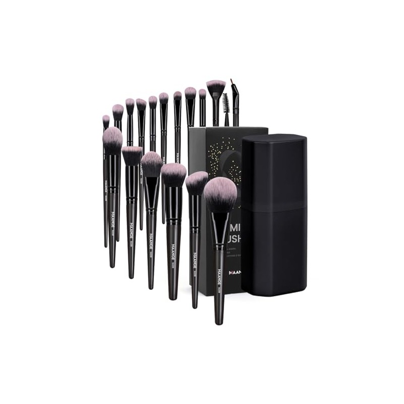 MAANGE 18Pcs Brochas de Maquillaje con Estuche Kit Alta Calidad