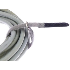 10 x 20 cm x 20 mm FUK Resealable Velcro Cable Ties Black with Metal Eyelet - Cable Velcro Tape 200 mm Reusable