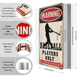 PAIION Baseball Wall Decor for Boys Room, Baseball Themed Gifts for Boys Bedroom, Funny Players Only Metal Sign Vintage Decor Poster 8x12 Inch